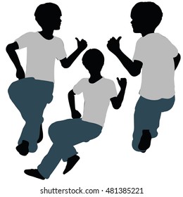 EPS 10 vector illustration of boy silhouette in Intimate Talk Pose