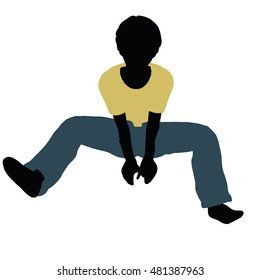 EPS 10 vector illustration of boy silhouette in Jumping Pose
