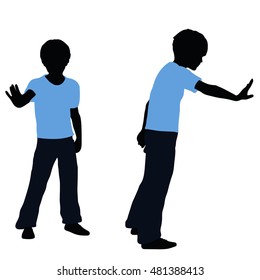 EPS 10 vector illustration of boy silhouette in Pushing Pose
