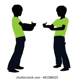 EPS 10 vector illustration of boy silhouette in Lifting Pose