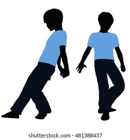 EPS 10 vector illustration of boy silhouette in Pushing Pose
