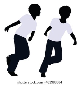 EPS 10 vector illustration of boy silhouette in Pulling Pose