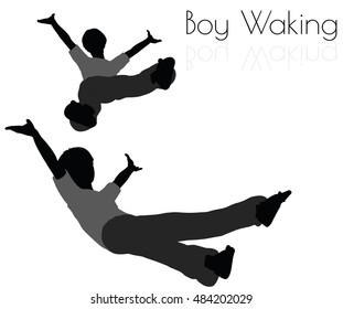 EPS 10 vector illustration of boy in Everyday Waking Up pose on white background