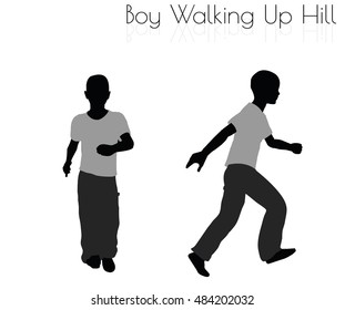 EPS 10 vector illustration of boy in Everyday Walking Up Hilll pose on white background
