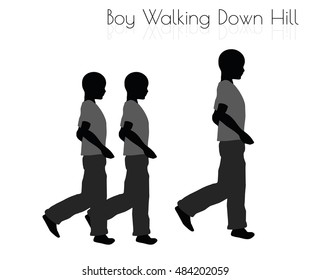 EPS 10 vector illustration of boy in Everyday Walking  Down Hill pose on white background
