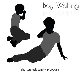 EPS 10 vector illustration of boy in Everyday Waking Up pose on white background