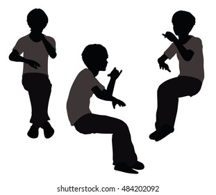 EPS 10 vector illustration of boy in Everyday Eating pose on white background