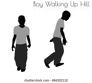 EPS 10 vector illustration of boy in Everyday Walking Up Hilll pose on white background
