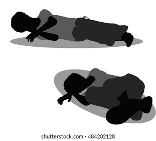 EPS 10 vector illustration of boy in Everyday Sleeping pose on white background
