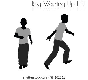 EPS 10 vector illustration of boy in Everyday Walking Up Hilll pose on white background
