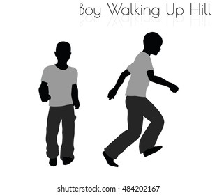 EPS 10 vector illustration of boy in Everyday Walking Up Hilll pose on white background
