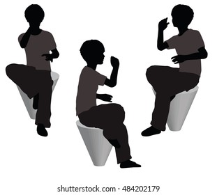 EPS 10 vector illustration of boy in Everyday Eating pose on white background