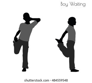 EPS 10 vector illustration of boy in Waiting pose on white background
