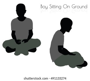 EPS 10 vector illustration of boy in Sitting pose on white background
