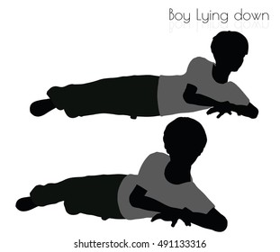 EPS 10 vector illustration of boy in Lying down pose on white background