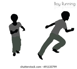 EPS 10 vector illustration of boy in Running pose on white background