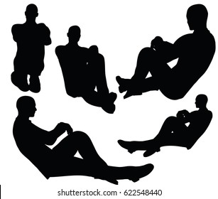 EPS 10 vector illustration of boy silhouette in sitting pose