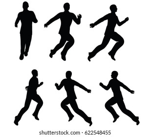 EPS 10 vector illustration of boy silhouette in Running pose