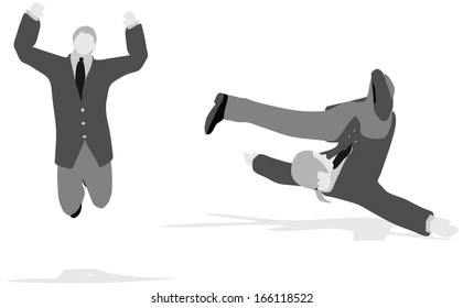 EPS 10 Vector Illustration of business man jumping and falling in the air
