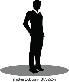 EPS 10 Vector illustration of business standing silhouette