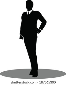 EPS 10 Vector illustration of business standing silhouette