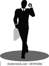 EPS 10 Vector illustration of business people walking with briefcase silhouette