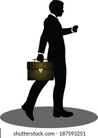 EPS 10 Vector illustration of business people walking with briefcase silhouette