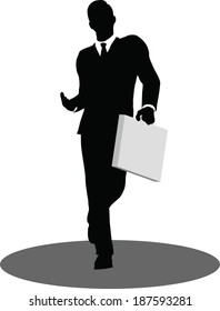 EPS 10 Vector illustration of business people walking with briefcase silhouette
