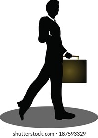 EPS 10 Vector illustration of business people walking with briefcase silhouette