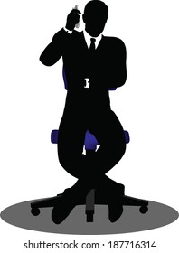 EPS 10 Vector illustration of business people on phone sitting silhouette