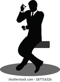 EPS 10 Vector illustration of business people on phone sitting silhouette