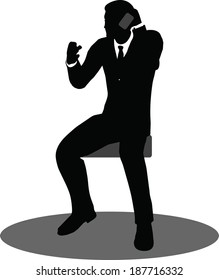 EPS 10 Vector illustration of business people on phone sitting silhouette