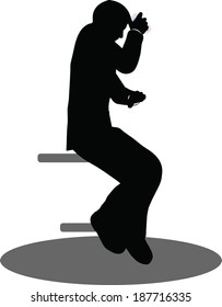 EPS 10 Vector illustration of business people on phone sitting silhouette