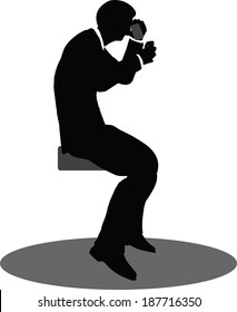 EPS 10 Vector illustration of business people on phone sitting silhouette