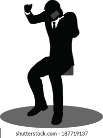 EPS 10 Vector illustration of business people on phone sitting silhouette