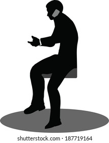 EPS 10 Vector illustration of business people on phone sitting silhouette