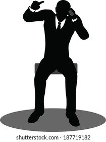 EPS 10 Vector illustration of business people on phone sitting silhouette