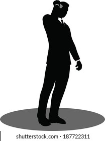 EPS 10 Vector illustration of business people on phone standing silhouette