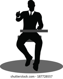 EPS 10 Vector illustration of business people meeting sitting silhouette