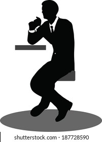 EPS 10 Vector illustration of business people meeting sitting silhouette