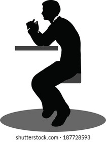 EPS 10 Vector illustration of business people meeting sitting silhouette