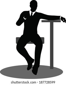 EPS 10 Vector illustration of business people meeting sitting silhouette