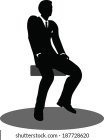 EPS 10 Vector illustration of business people meeting sitting silhouette