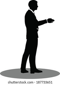 EPS 10 Vector illustration of business people meeting standing silhouette