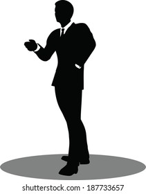 EPS 10 Vector illustration of business people meeting standing silhouette