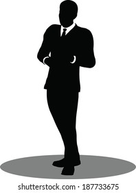 EPS 10 Vector illustration of business people meeting standing silhouette
