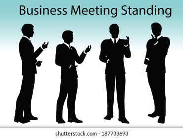 EPS 10 Vector illustration of business people meeting standing silhouette