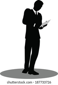 EPS 10 Vector illustration of business people meeting standing silhouette