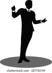 EPS 10 Vector illustration of business people meeting standing silhouette