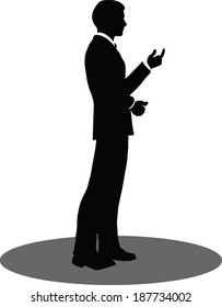 EPS 10 Vector illustration of business people meeting standing silhouette